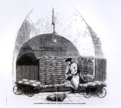 Stacking Bags of Dollars in a Compartment in the Bullion Vault, from 